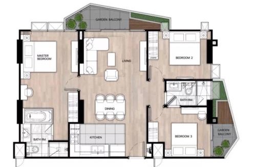 Chang Khlan Apartment | cozy spacious family suite with three bedrooms and two bathrooms