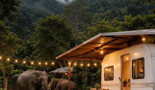 Kokongfai elephants camp in Ban Pak Thang