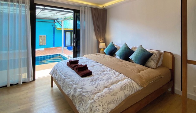 Morocco blue cafe by chilong river farm in Kosum Phisai