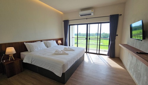 Standard Double Room, 1 King Bed, Balcony, Rice Field View