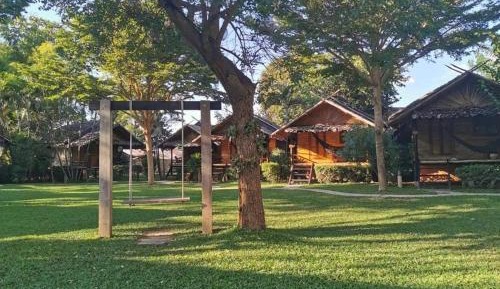 Bamboo cottage with fan